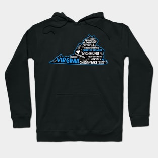 Charlottesville Virginia cute map Virginia Beach, Chesapeake, Norfolk, Richmond, Newport News, Alexandria, Hampton, Roanoke, Suffolk, Reston Hoodie